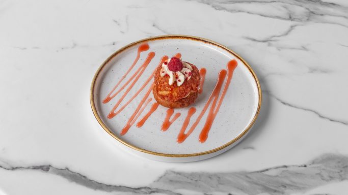 Raspberry profiterole